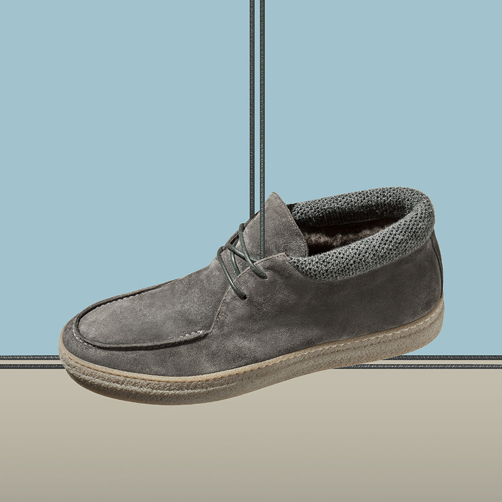 GREY SOFT SUEDE ANKLE BOOTS