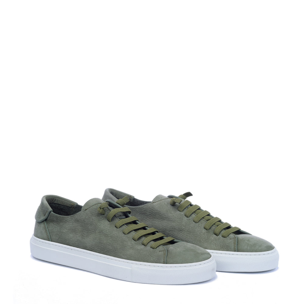 GREEN UNLINED NUBUK LEATHER SNEAKERS