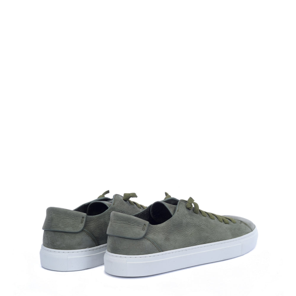 GREEN UNLINED NUBUK LEATHER SNEAKERS