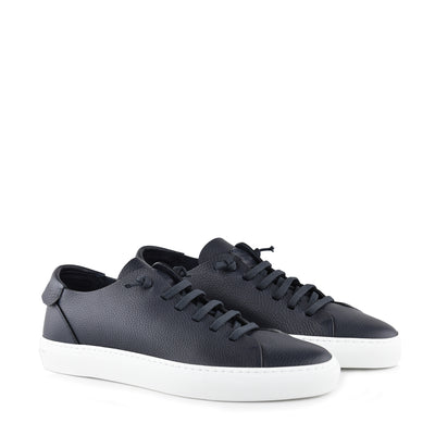 BLUE UNLINED CALF LEATHER SNEAKERS