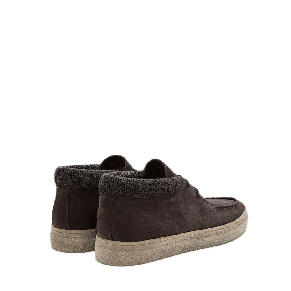 BROWN SOFT SUEDE & SHEARLING ANKLE BOOTS